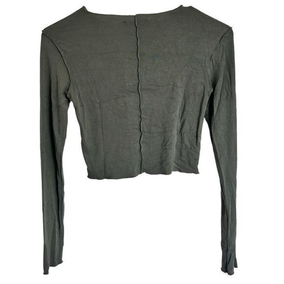 Zara Exposed Stitch long sleeve crop top lightweight size: Medium - Picture 2 of 6